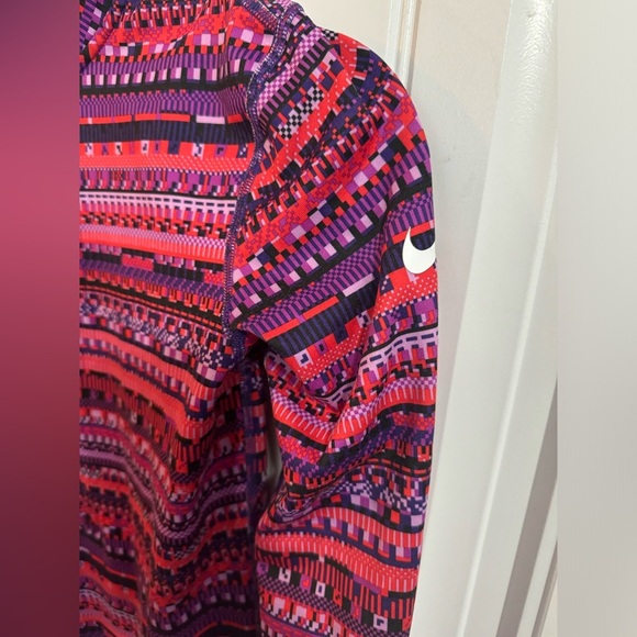 Nike Pro Dri Fit Pink and Purple Aztec Half Zip Long Sleeve - Picture 3 of 7